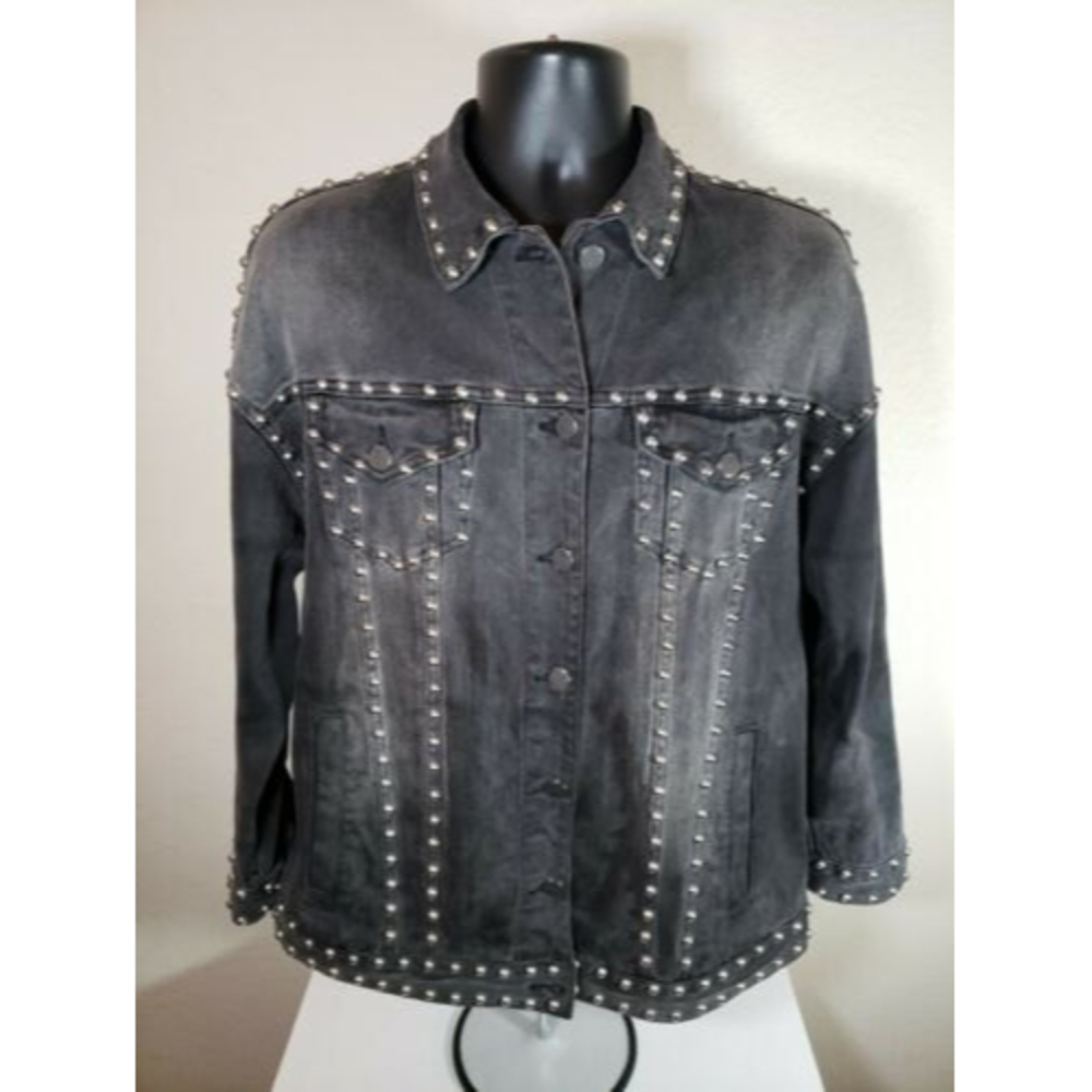 Michael Kors Denim Studded Jacket Black Size Small